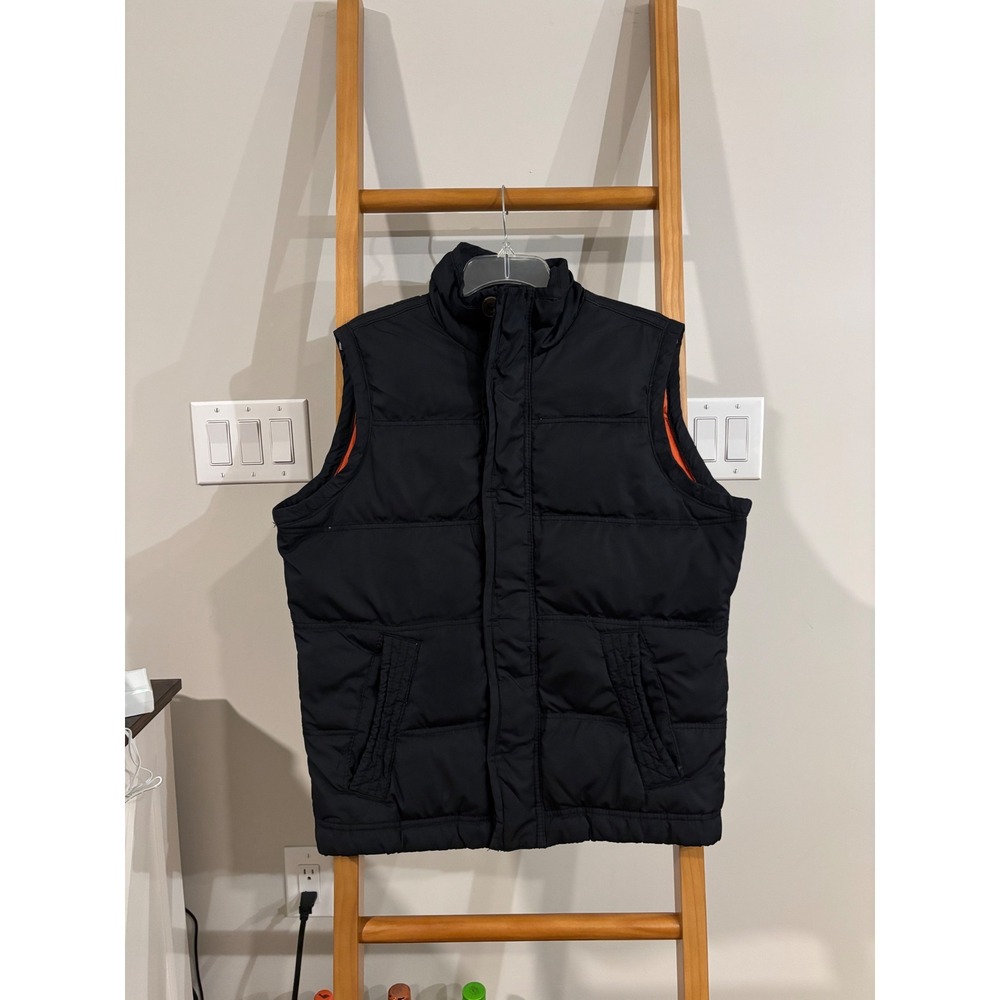 Abercrombie & Fitch Summit Rock Black Puffer Vest Orange Lining Mens Size Medium